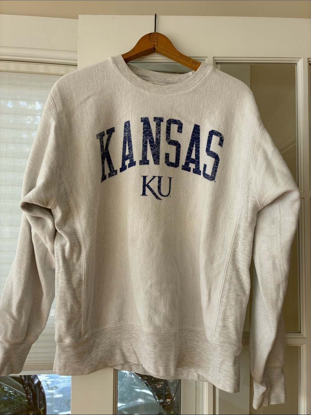 Champion Kansas KU Arch Crewneck Sweatshirt - White/Blue